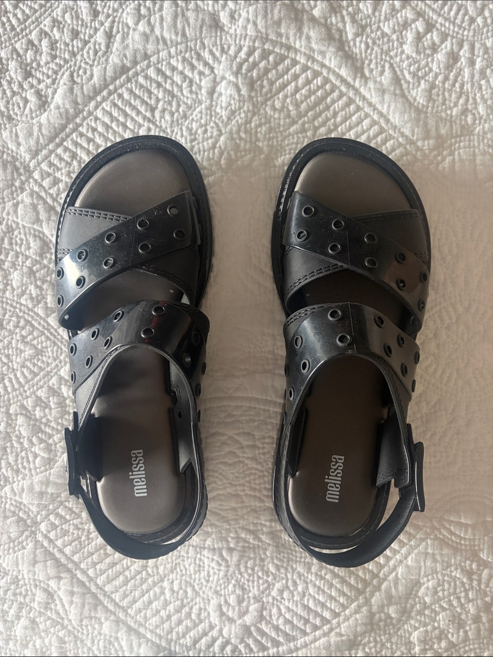 Melissa Women’s Black Eyelet Strap Sandals